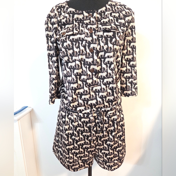 Diane von Furstenberg Opal Jungle silk romper Sz 6 - Picture 2 of 14